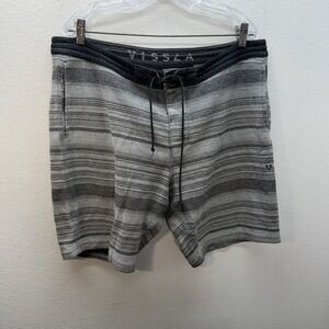 Vissla Mens Drawstring Lounge Shorts Size XL Gray Knit Cotton Pull On Surf